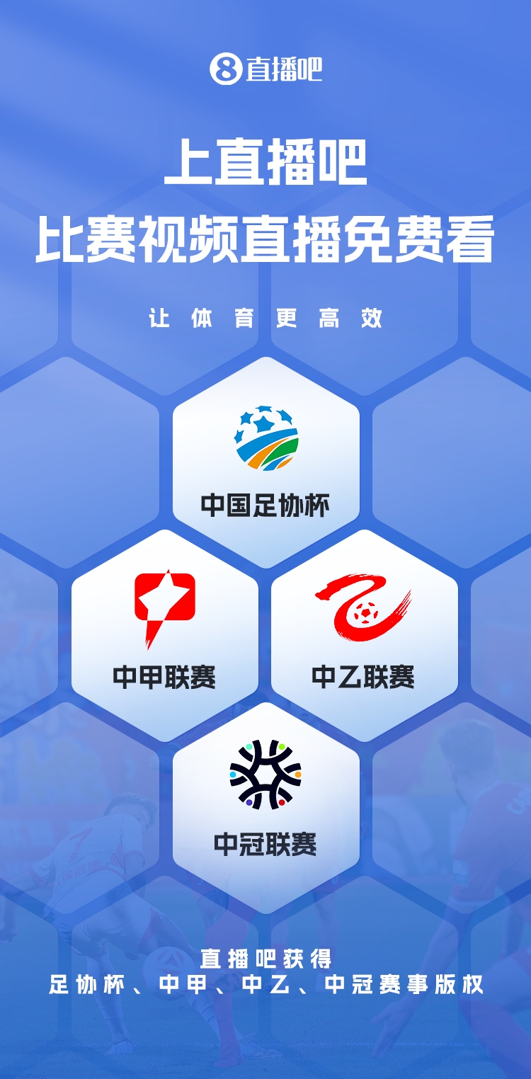 官宣！直播吧獲足協(xié)杯、中甲、中乙、中冠賽事版權(quán)，免費視頻直播